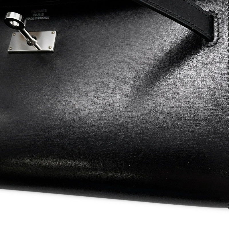 エルメス ケリーウォレット ロング トゥーゴー ブラック/シルバー金具 ボックスカーフ U刻印 HERMES 財布 黒