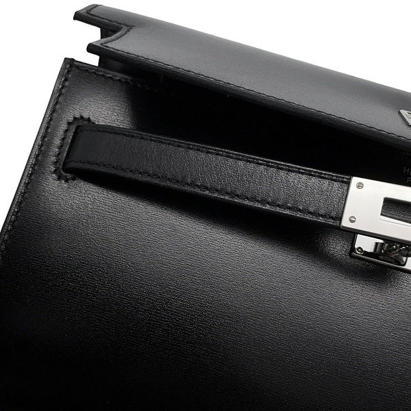 エルメス ケリーウォレット ロング トゥーゴー ブラック/シルバー金具 ボックスカーフ U刻印 HERMES 財布 黒