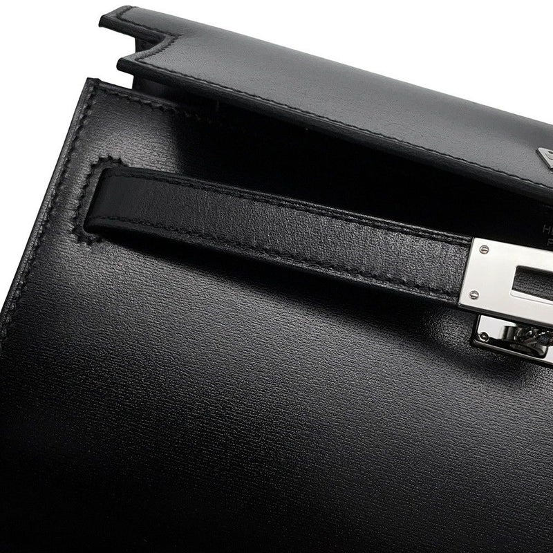 エルメス ケリーウォレット ロング トゥーゴー ブラック/シルバー金具 ボックスカーフ U刻印 HERMES 財布 黒