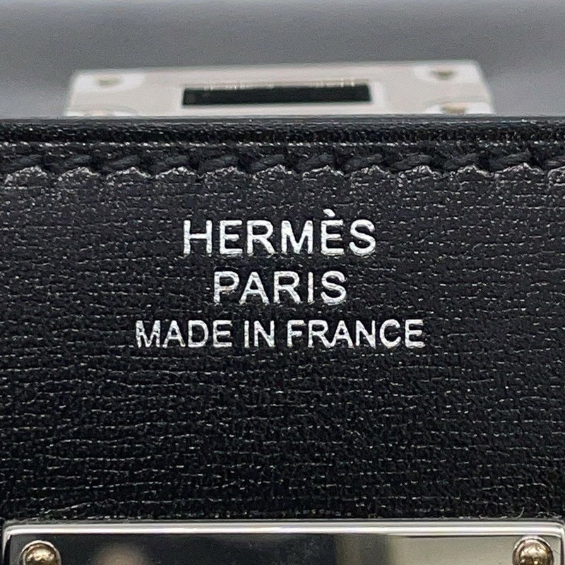 エルメス ケリーウォレット ロング トゥーゴー ブラック/シルバー金具 ボックスカーフ U刻印 HERMES 財布 黒