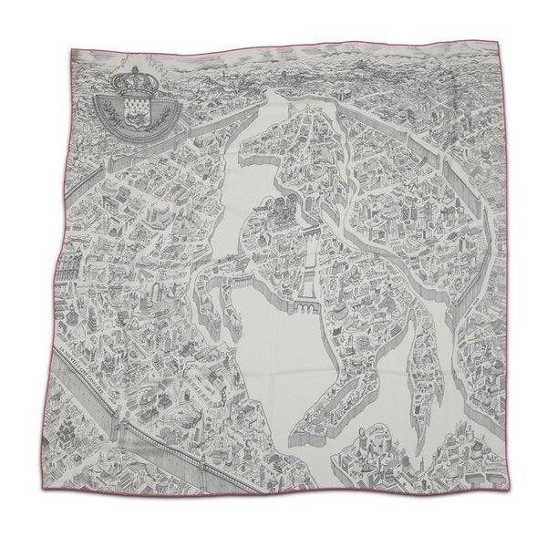 エルメス ストール カレ140 カレジェアン  ヌーベル・シテ・カヴァリエール La Nouvelle Cite Cavaliere シルク カシミヤ 2026春夏