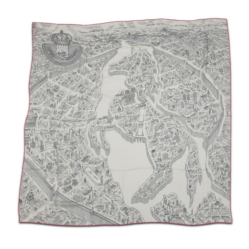 エルメス ストール カレ140 カレジェアン  ヌーベル・シテ・カヴァリエール La Nouvelle Cite Cavaliere シルク カシミヤ 2026春夏