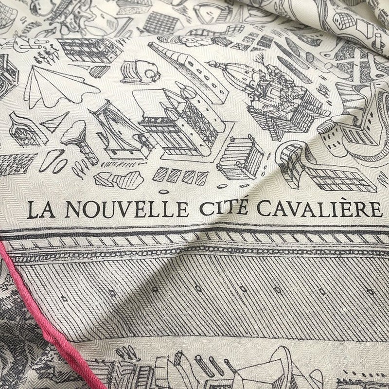 エルメス ストール カレ140 カレジェアン  ヌーベル・シテ・カヴァリエール La Nouvelle Cite Cavaliere シルク カシミヤ 2026春夏