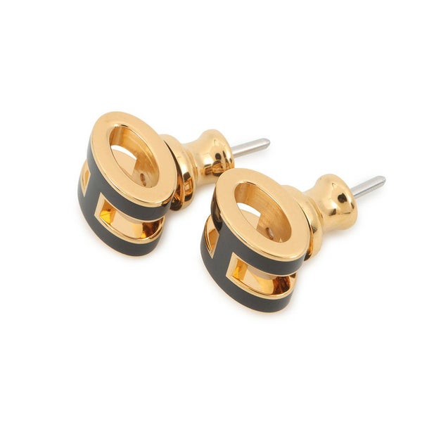 エルメス ピアス ミニ・ポップアッシュ ブラック/ゴールド金具 Hモチーフ HERMES Pop H ポップH