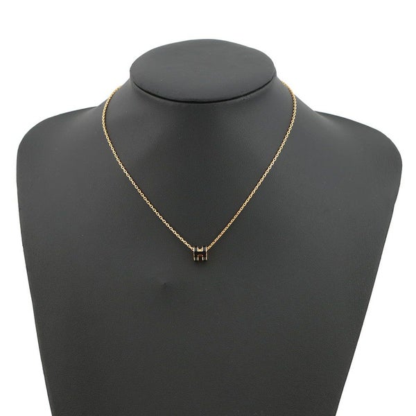 エルメス ネックレス ミニ・ポップアッシュ ブラック/ゴールド金具 HERMES アクセサリー 黒