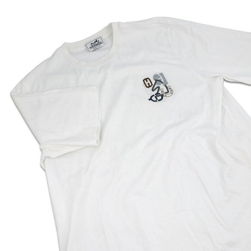 エルメス Tシャツ Hパズル コットン メンズサイズS HERMES トップス 半袖 白