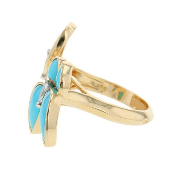 ヴァンクリ リング ドゥ パピヨン アントレ レ ドア リング ターコイズ/ダイヤモンド 36P 計0.99ct K18YG サイズ50 VCARP7UZ00 指輪