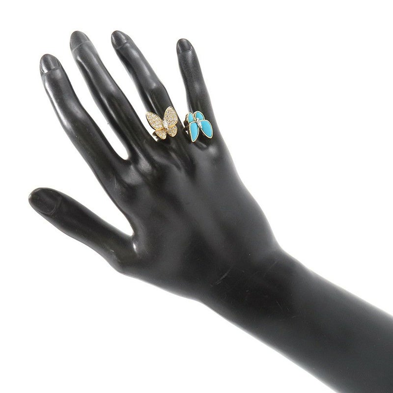 ヴァンクリ リング ドゥ パピヨン アントレ レ ドア リング ターコイズ/ダイヤモンド 36P 計0.99ct K18YG サイズ50 VCARP7UZ00 指輪