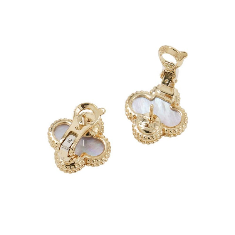 ヴァンクリーフ&アーペル ピアス ヴィンテージ アルハンブラ イヤリング マザーオブパール K18YGイエローゴールド VCARA44100