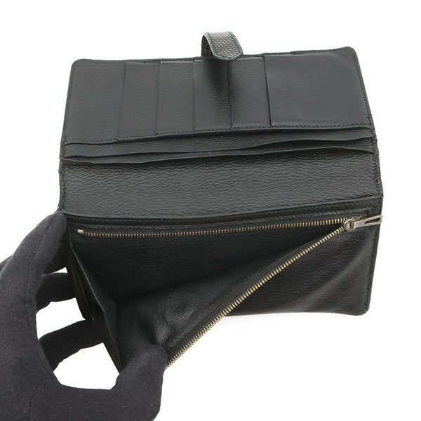 エルメス 長財布 ベアンクラシック ブラック/ゴールド金具 リザード □E刻印 HERMES 財布 黒