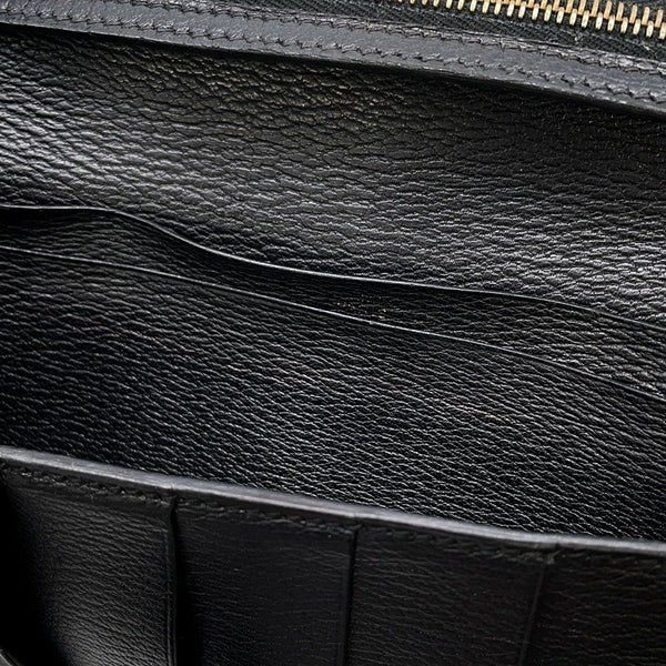 エルメス 長財布 ベアンクラシック ブラック/ゴールド金具 リザード □E刻印 HERMES 財布 黒