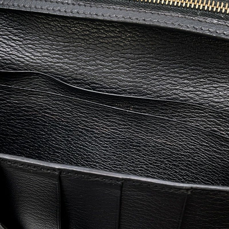 エルメス 長財布 ベアンクラシック ブラック/ゴールド金具 リザード □E刻印 HERMES 財布 黒