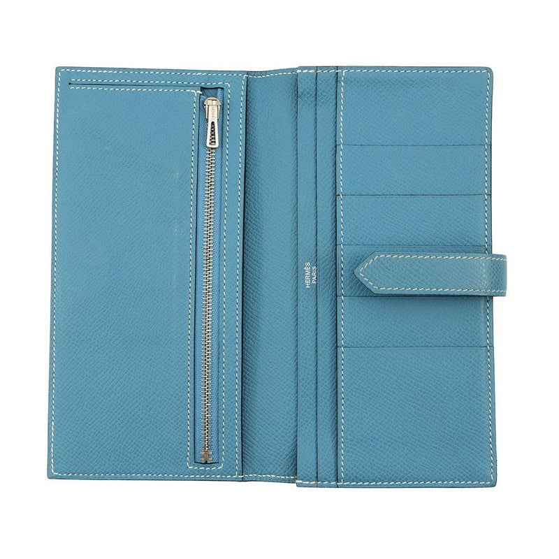 エルメス 長財布 ベアンスフレ ブルージーン/シルバー金具 エプソン □N刻印 HERMES 財布