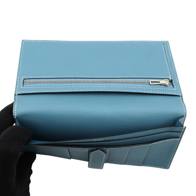 エルメス 長財布 ベアンスフレ ブルージーン/シルバー金具 エプソン □N刻印 HERMES 財布