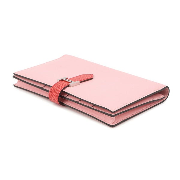 エルメス 長財布 ベアンスフレ ローズサクラ/ブーゲンビリア/シルバー金具 タデラクト/リザード X刻印