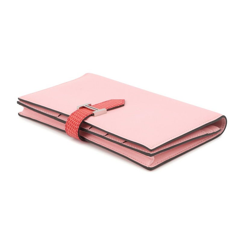 エルメス 長財布 ベアンスフレ ローズサクラ/ブーゲンビリア/シルバー金具 タデラクト/リザード X刻印