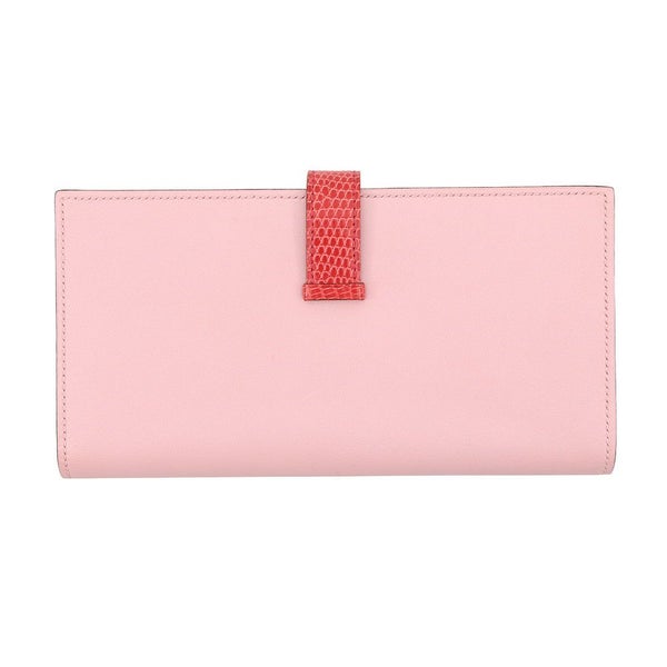 エルメス 長財布 ベアンスフレ ローズサクラ/ブーゲンビリア/シルバー金具 タデラクト/リザード X刻印