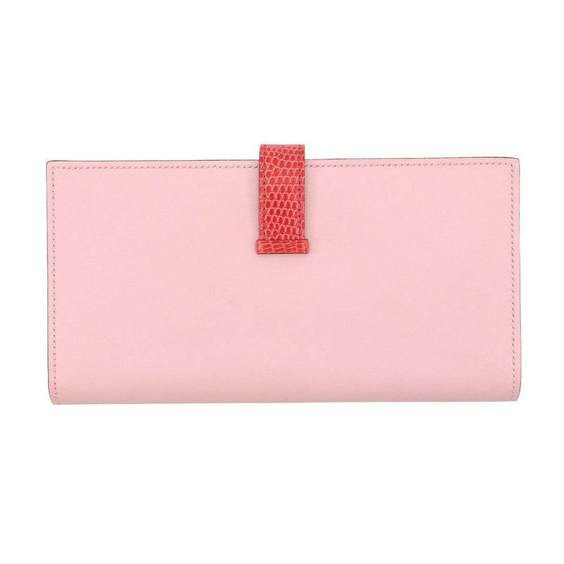 エルメス 長財布 ベアンスフレ ローズサクラ/ブーゲンビリア/シルバー金具 タデラクト/リザード X刻印