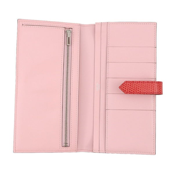 エルメス 長財布 ベアンスフレ ローズサクラ/ブーゲンビリア/シルバー金具 タデラクト/リザード X刻印