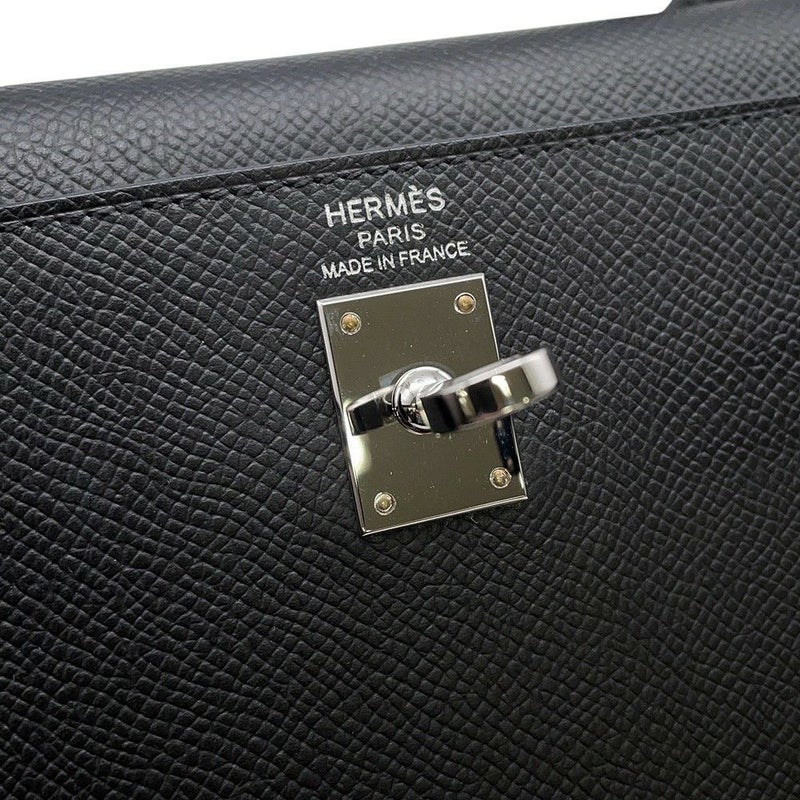 エルメス ハンドバッグ ケリー25 外縫い ブラック/シルバー金具 エプソン W刻印 ２wayショルダー 黒