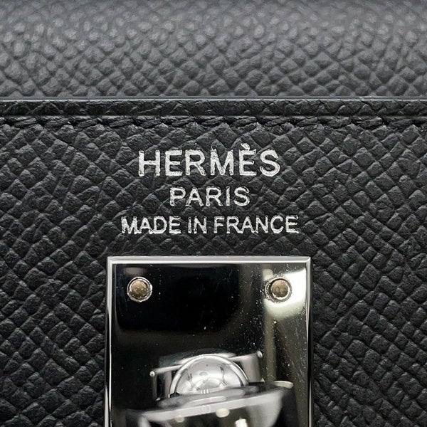 エルメス ハンドバッグ ケリー25 外縫い ブラック/シルバー金具 エプソン W刻印 ２wayショルダー 黒