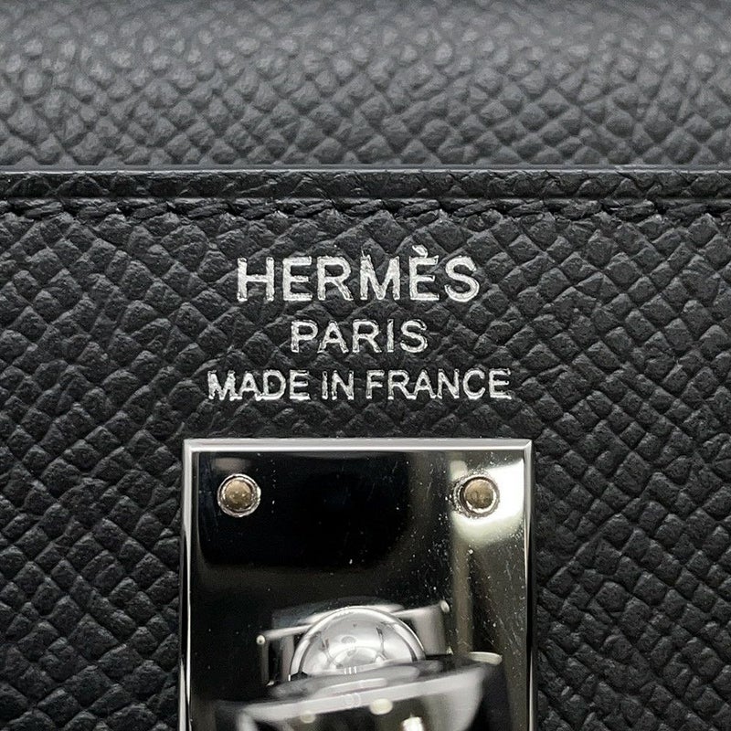 エルメス ハンドバッグ ケリー25 外縫い ブラック/シルバー金具 エプソン W刻印 ２wayショルダー 黒