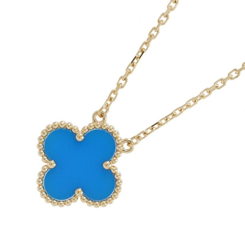 ヴァンクリーフ&アーペル ネックレス ヴィンテージ アルハンブラ ペンダント ブルーアゲート K18YGイエローゴールド VCARP9SY00