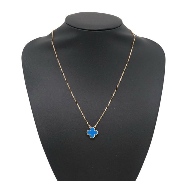 ヴァンクリーフ&アーペル ネックレス ヴィンテージ アルハンブラ ペンダント ブルーアゲート K18YGイエローゴールド VCARP9SY00