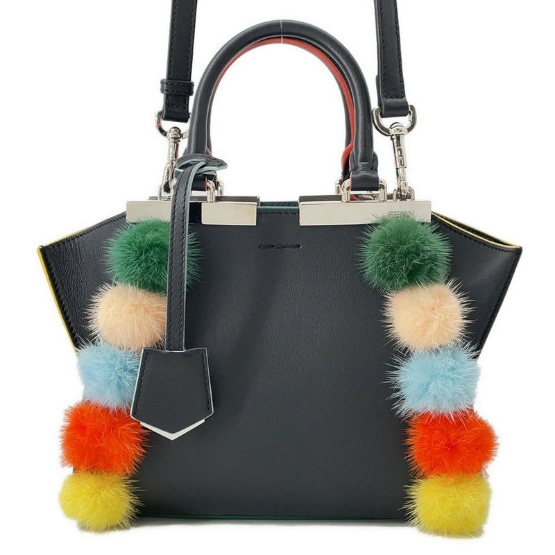 フェンディ ハンドバッグ プチ トロワジュール レザー 8BH333 FENDI 2wayショルダーバッグ 黒