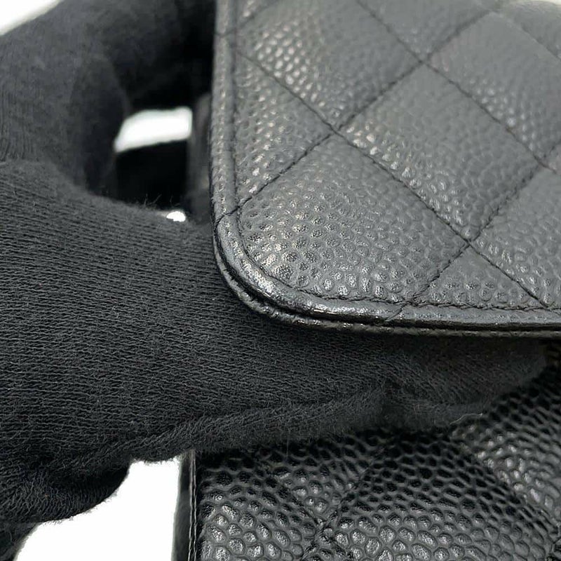 シャネル チェーンショルダーバッグ マトラッセ25 ココマーク ダブルチェーン キャビアスキン A01112 CHANEL 黒