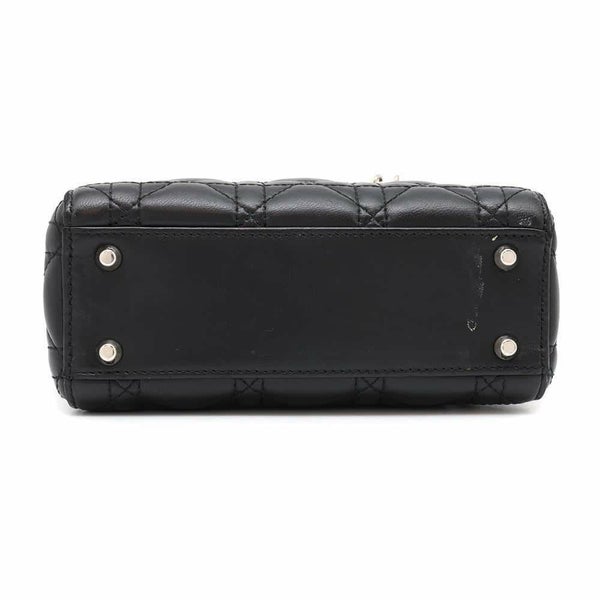 クリスチャン・ディオール ハンドバッグ レディディオール カナージュ ミニ ラムスキン M0505PCAL 2wayショルダー 黒