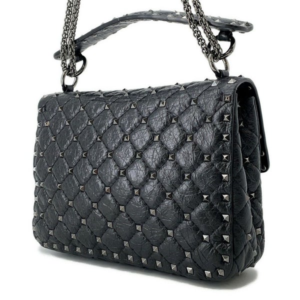 ヴァレンティノ・ガラヴァーニ ハンドバッグ ロックスタッズ スパイク VALENTINO 2wayチェーンショルダーバッグ 黒