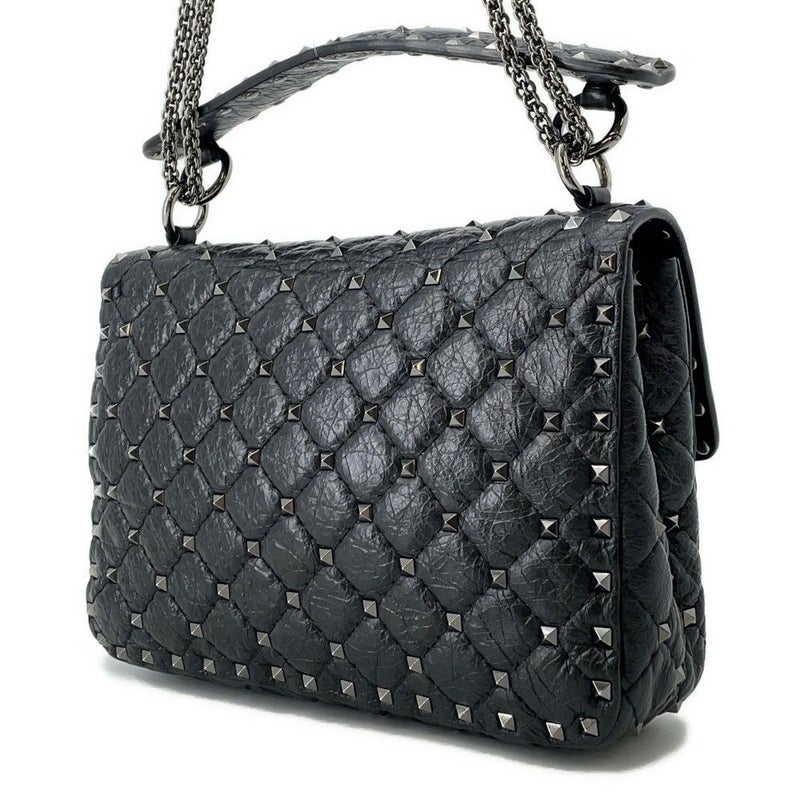ヴァレンティノ・ガラヴァーニ ハンドバッグ ロックスタッズ スパイク VALENTINO 2wayチェーンショルダーバッグ 黒