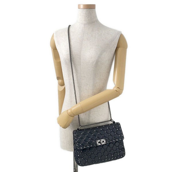 ヴァレンティノ・ガラヴァーニ ハンドバッグ ロックスタッズ スパイク VALENTINO 2wayチェーンショルダーバッグ 黒