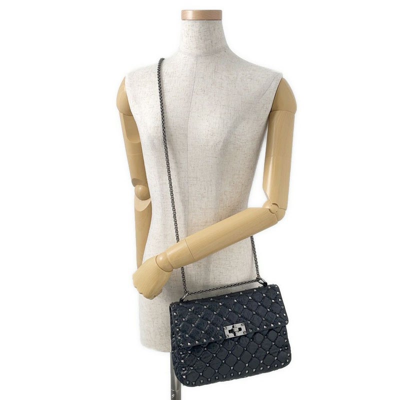 ヴァレンティノ・ガラヴァーニ ハンドバッグ ロックスタッズ スパイク VALENTINO 2wayチェーンショルダーバッグ 黒