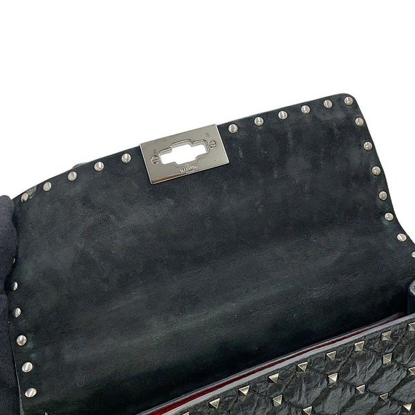 ヴァレンティノ・ガラヴァーニ ハンドバッグ ロックスタッズ スパイク VALENTINO 2wayチェーンショルダーバッグ 黒