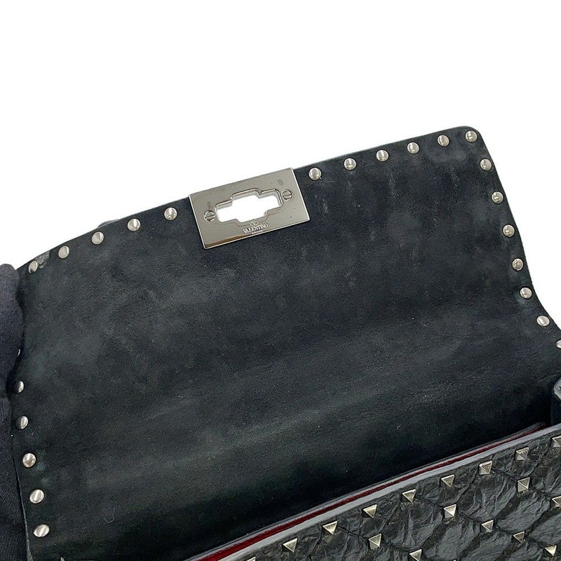 ヴァレンティノ・ガラヴァーニ ハンドバッグ ロックスタッズ スパイク VALENTINO 2wayチェーンショルダーバッグ 黒