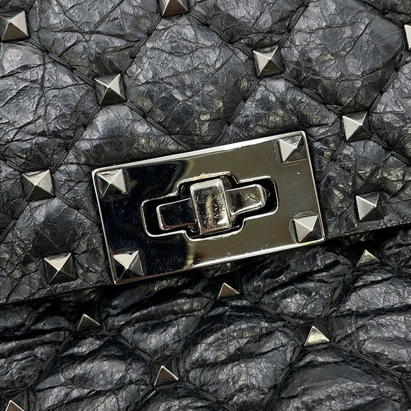 ヴァレンティノ・ガラヴァーニ ハンドバッグ ロックスタッズ スパイク VALENTINO 2wayチェーンショルダーバッグ 黒