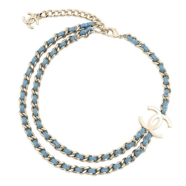 シャネル ネックレス ココマーク デニム 二連チェーン B25P ABF163 CHANEL アクセサリー