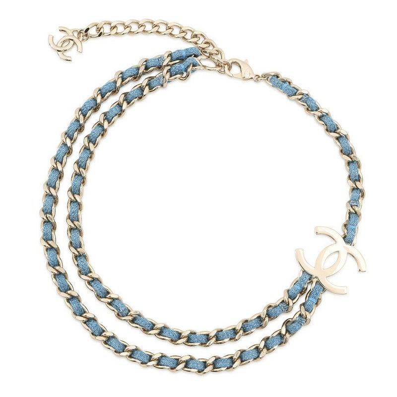 シャネル ネックレス ココマーク デニム 二連チェーン B25P ABF163 CHANEL アクセサリー