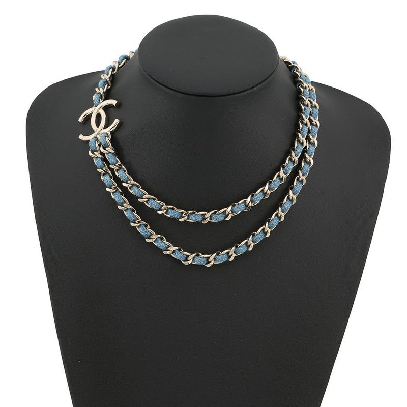 シャネル ネックレス ココマーク デニム 二連チェーン B25P ABF163 CHANEL アクセサリー