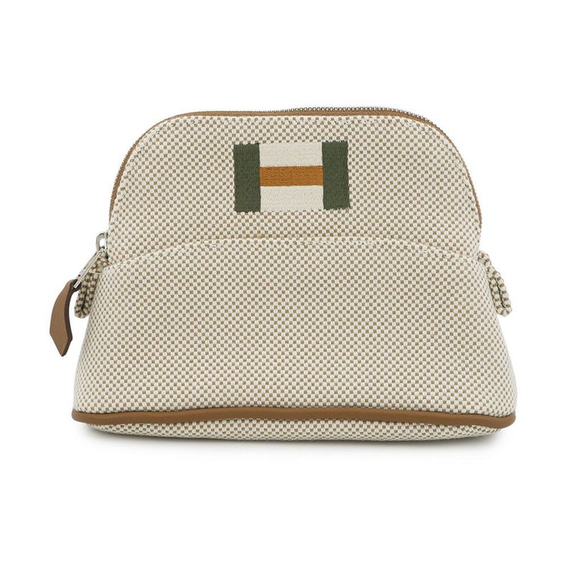 エルメス ポーチ ボリードポーチ ミニミニ カザック グレージュ/シルバー金具 コットン HERMES