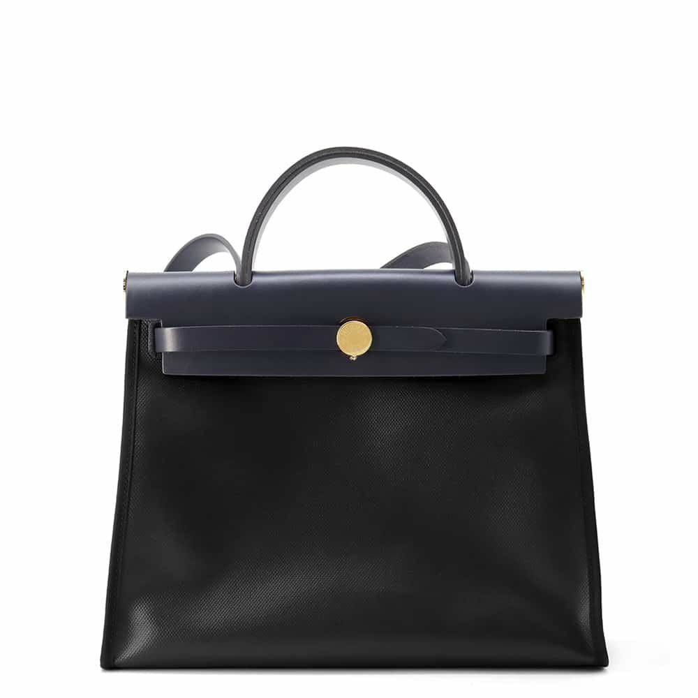 エルメス エールバッグジップPM ブラック/ブルーニュイ/ゴールド金具