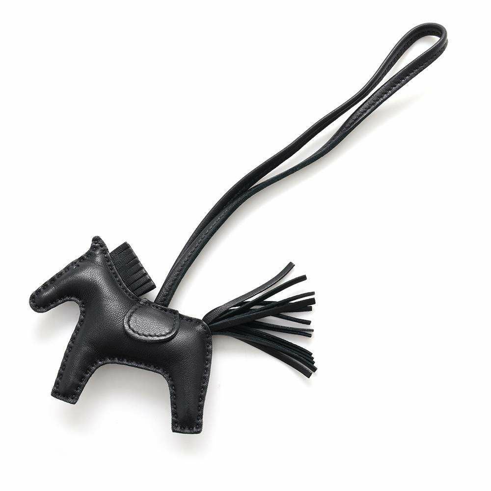 エルメス バッグチャーム ロデオPM ブラック ラムスキン Y刻印 HERMES