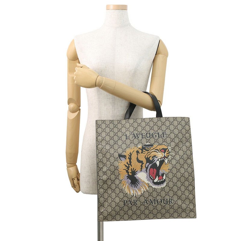 グッチ トートバッグ タイガープリント GGスプリーム 450950 GUCCI メンズ 2wayショルダー トラ 虎 黒