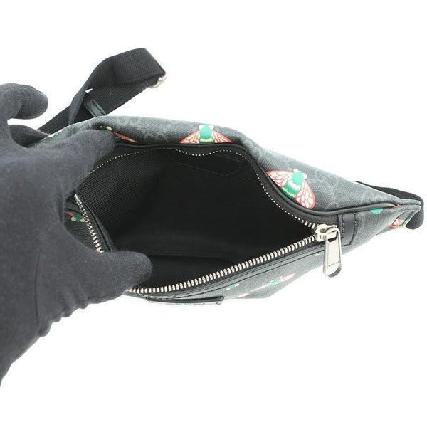 グッチ ボディバッグ ビー GGスプリーム 675181 GUCCI ウエストバッグ 黒