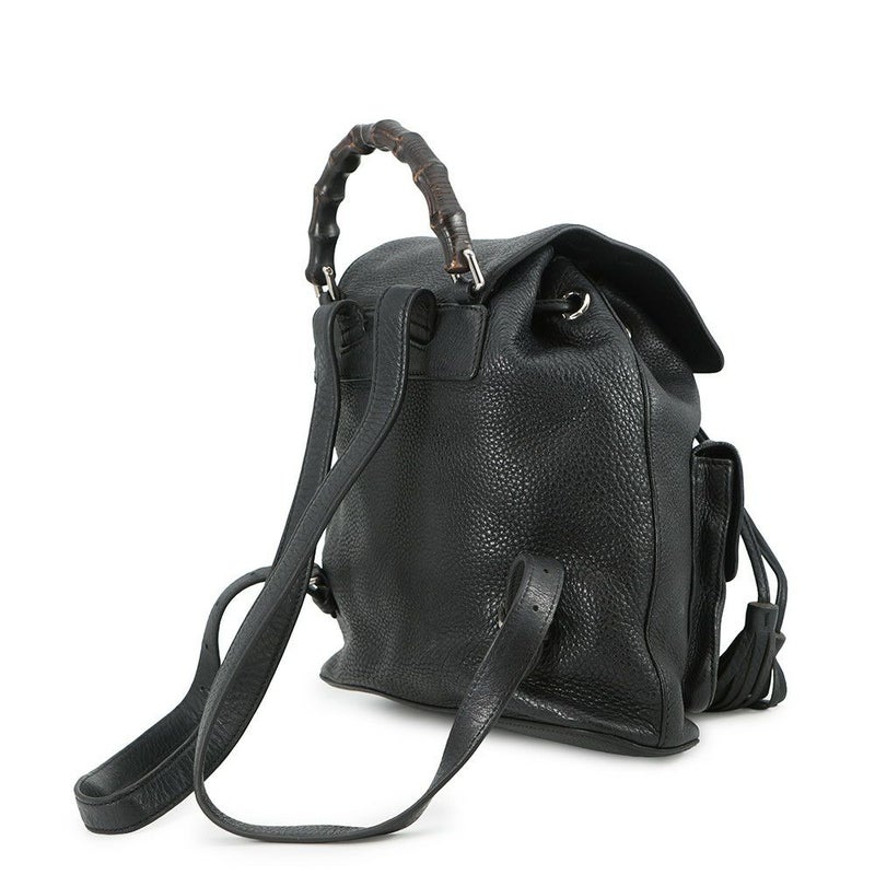グッチ バックパック バンブー フリンジ レザー 370833 GUCCI リュックサック 黒