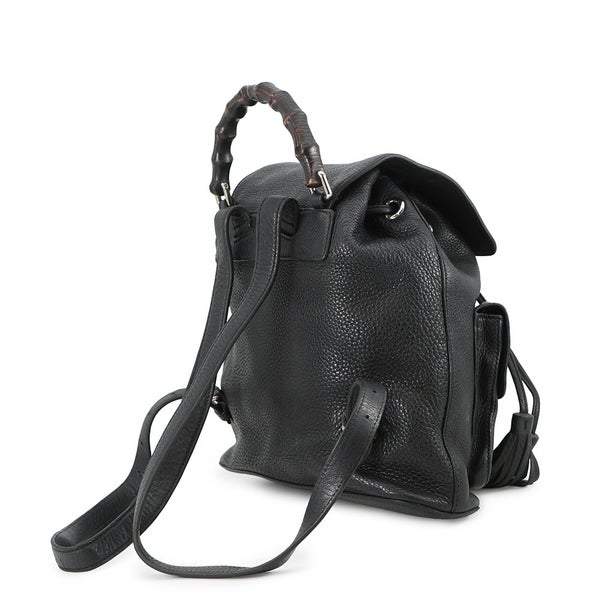グッチ バックパック バンブー フリンジ レザー 370833 GUCCI リュックサック 黒
