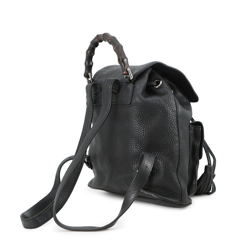 グッチ バックパック バンブー フリンジ レザー 370833 GUCCI リュックサック 黒