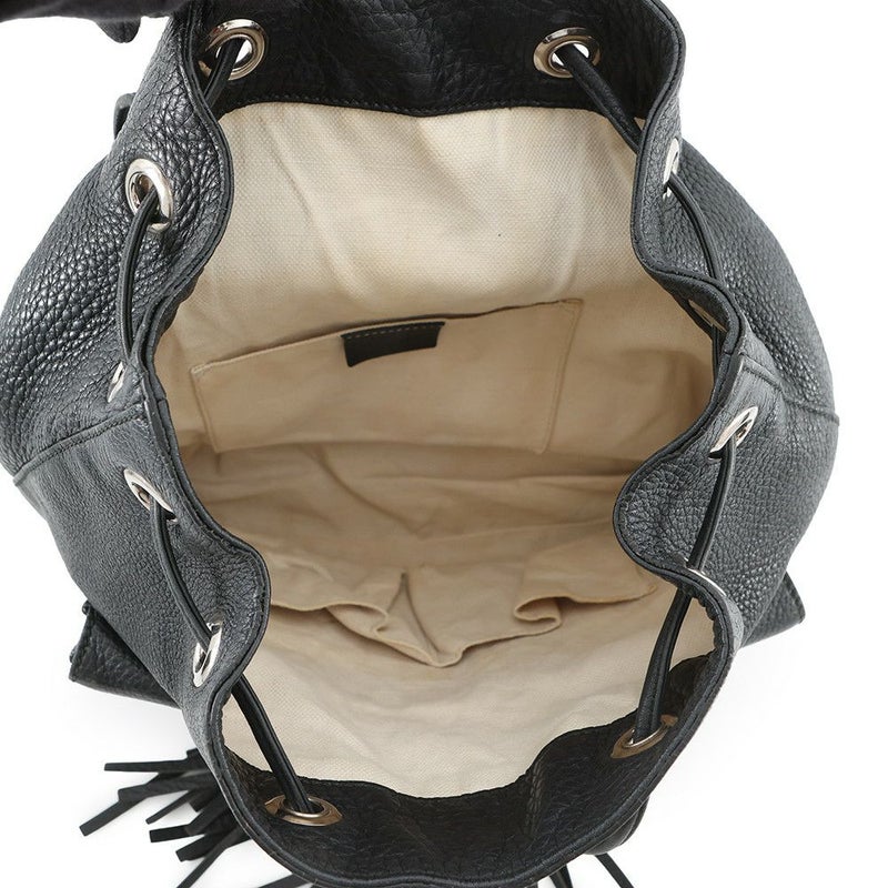 グッチ バックパック バンブー フリンジ レザー 370833 GUCCI リュックサック 黒